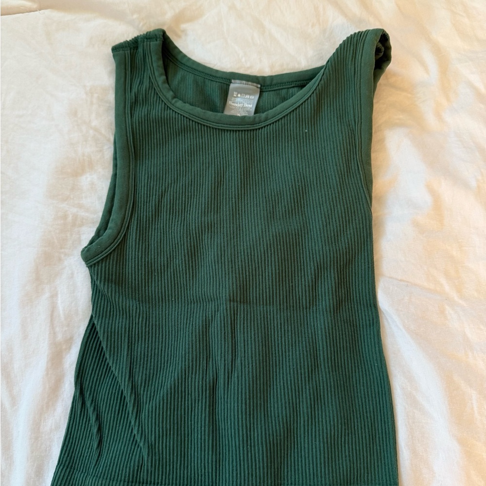 Aritzia Sundays Best Green Ribbed Tank Top